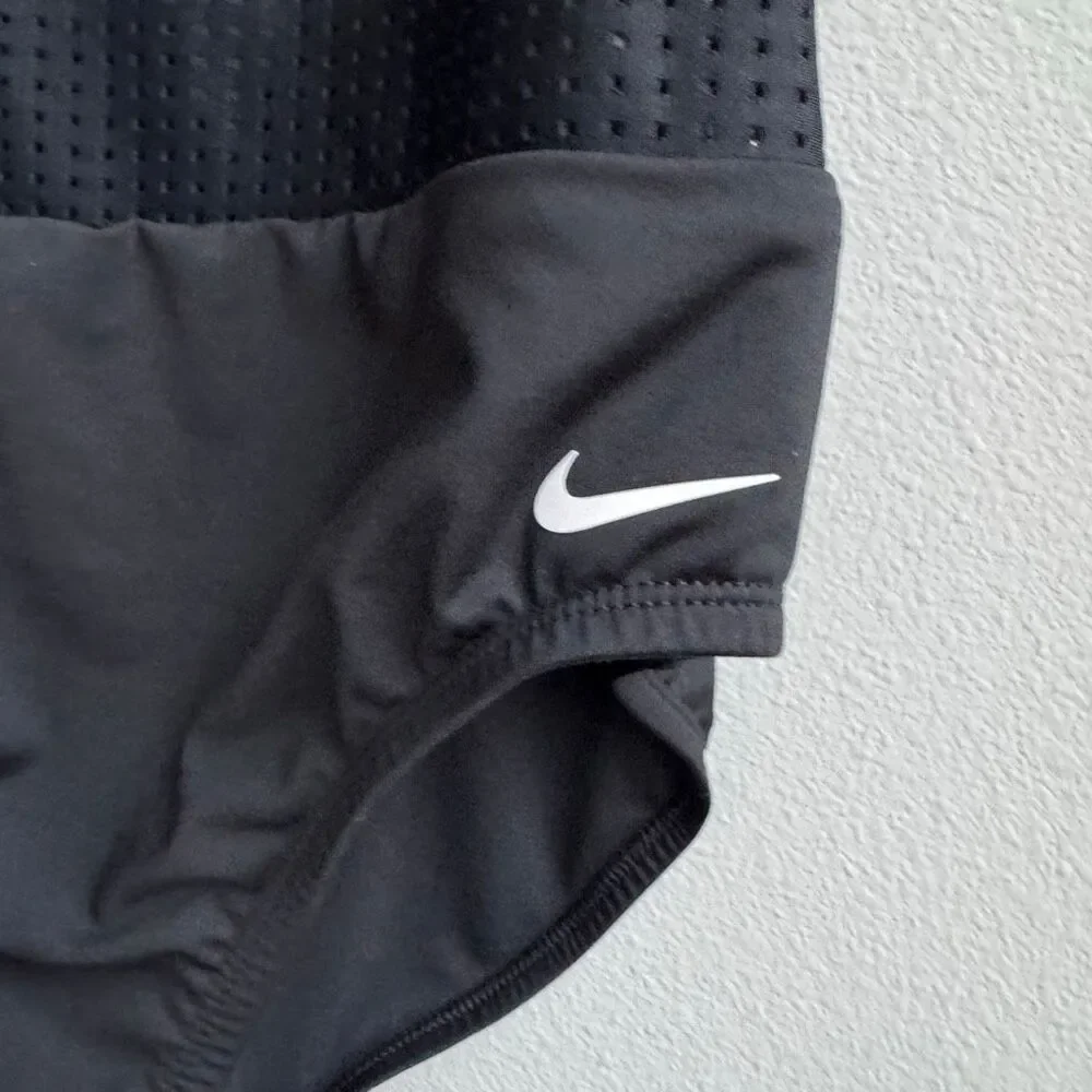 Nike Womens Swimsuit Ness9285 001 Black Large Layered Mesh Buil In Bra One Piece
